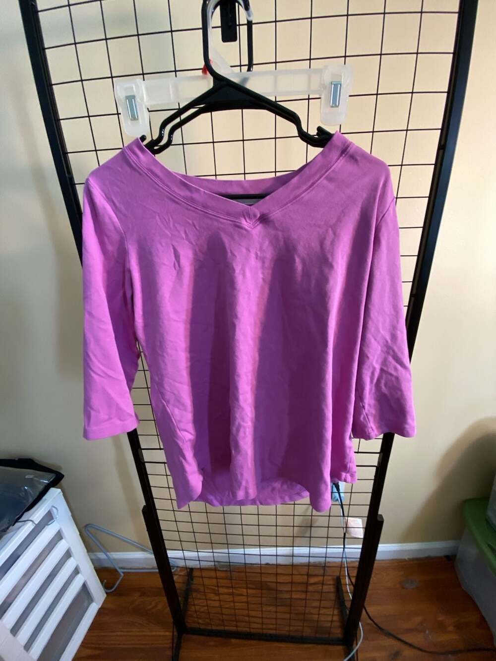 Isaac Mizrahi Live! Essentials Purple V-Neck 3/4 Sleeve Tunic Size L